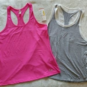 {Under Armour} Pink Heat Gear/ Gray Loose Tanks